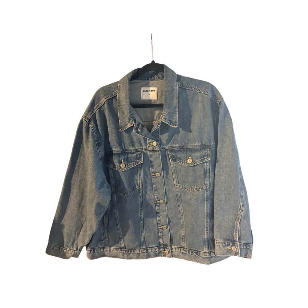 Old Navy Denim Jean Jacket NEW 3X Relaxed Medium Wash Boho Retro Country